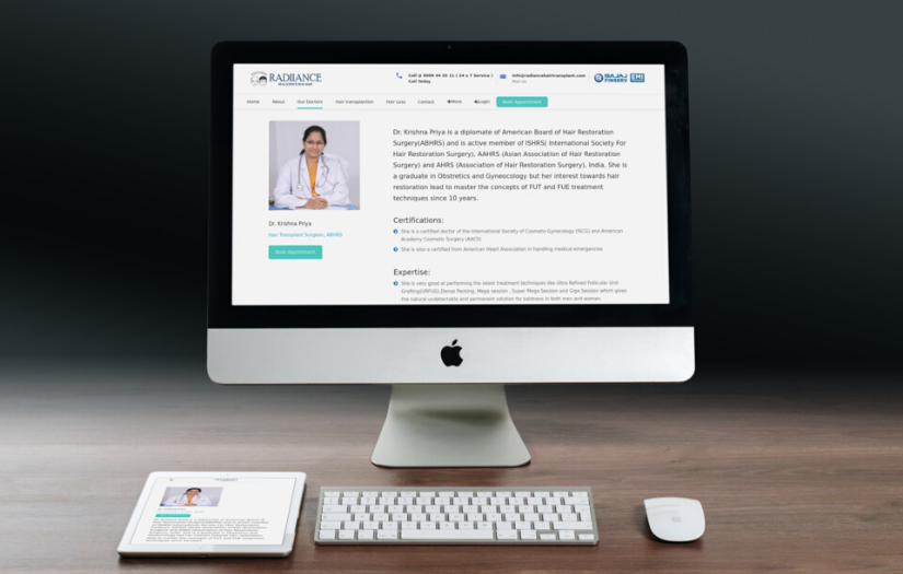 Digital Marketing for Radiance Hair transplant screenshot 2